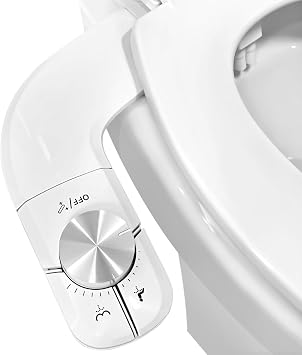 Bidet Attachment for Toilet Non-Electric Ultra-Thin Design,Self-Cleaning Dual Nozzles,Rear & Feminine Hygiene Wash,Adjustable Water Pressure,Cold Water Only, White0.23 in