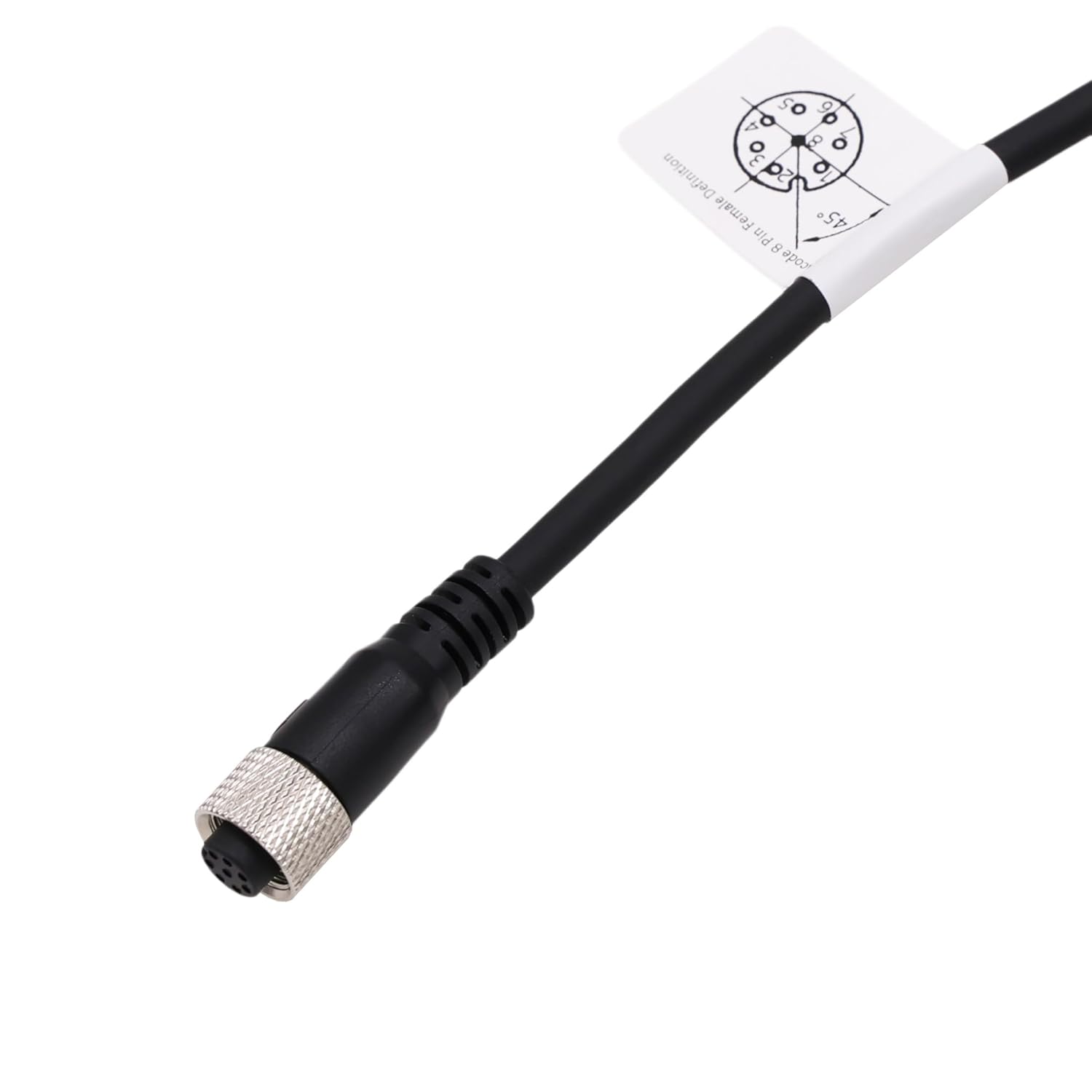 M12 A Coded 8 Pin Female Aviation to Flying Leads Cable Shielded for Actuator Sensor Signal Industrial Automation, Device Network DeviceNet, CANopen, IO Link 15m
