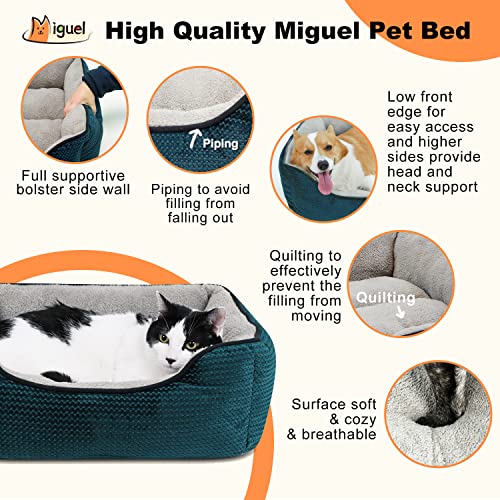 Miguel Dog Bed With Reversible Removable Cushion For Medium Small Dogs, Washable Pet Bed With Side Easy To Clean Puppy Bed, Large Rectangle Cat Bed For Indoor Cat With Anti-Slip Bottom, Blue 30 Inch #TOP2
