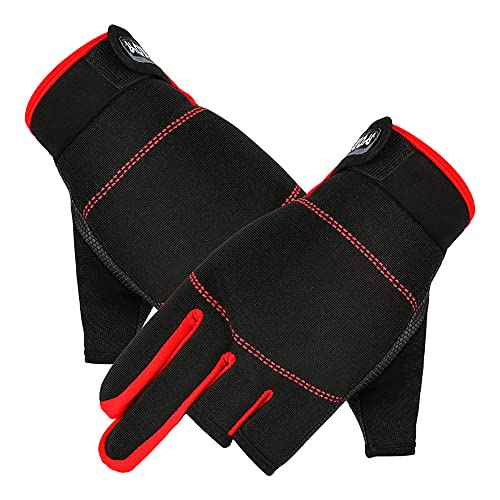 SagaSave Fingerless Mechanic Work Gloves, 3pcs Fingerless Exposed...