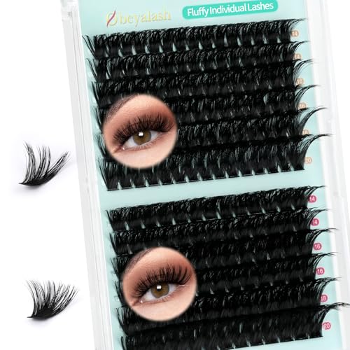 Extensiones De PestañAs D Curl 100D+140D PestañAs Postizas 168pcs Volume Eyelash Individuals 14-20mm Fluffy Individual Lashes DIY Eyelash Extensions by Obeyalash (100D+140D D Curl 14-20mm)