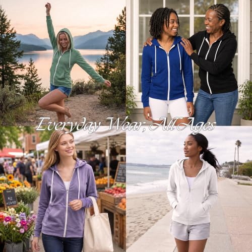 Image of GIVON Basic Lightweight Zip-Up Hoodie Long Sleeve Thin Jacket for Women with Plus Size