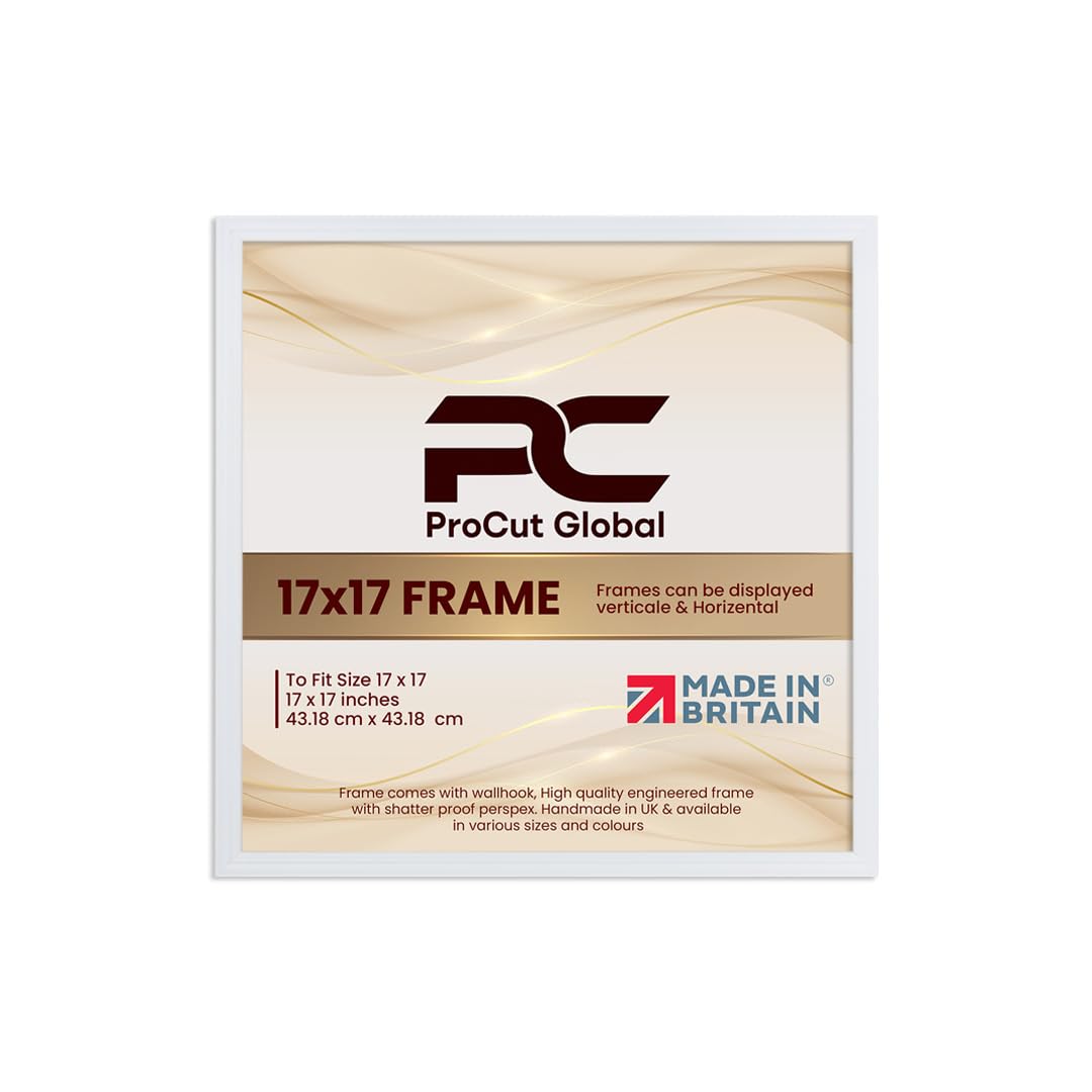 Procut Global 17x17 White Picture Frames - Classic Wooden Photo Frame with Shatterproof Perspex for Wall or Tabletop - Perfect for Posters, Certificates & Prints - Sizes & Colors Available โ image 1