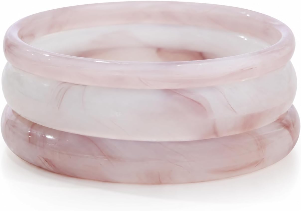 3Pcs Purple Jade Bangle Bracelet for Women, Natural Light Purple Jade Bracelets Set 62-64mm, Good Luck Healing Feng Shui Jewelry with Elegant Gift Box, Gifts for Mother Grandmother Christmas Birthday