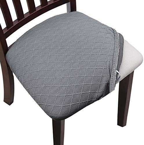 YISUN Jacquard Dining Chair Seat Covers, Stretch Spandex No Backrest Dining Chair Seat Protector Cover Removable Washable for Office High Chairs 4/6 PCs