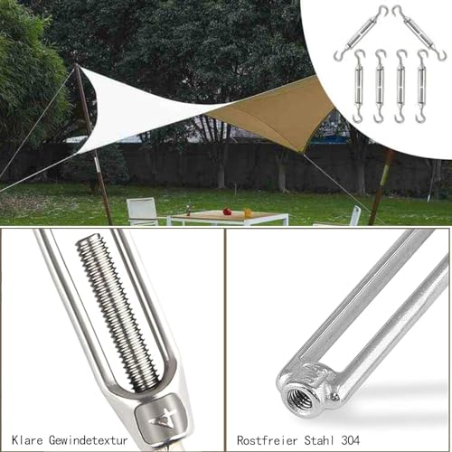Tensor de cuerda tensor de 10 unidades, M5, tensor de cuerda de acero inoxidable 304, gancho ajustable CC, gancho tensor para valla de jardín, toldo, bricolaje, plata - imagen 3