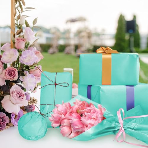 Image of 120 Sheets 20 inchX14 inch Tissue Paper for Gift Bags Wrapping, Teal Art Tissue Paper Bulk for Weddings Birthday Party Crafts Decoration