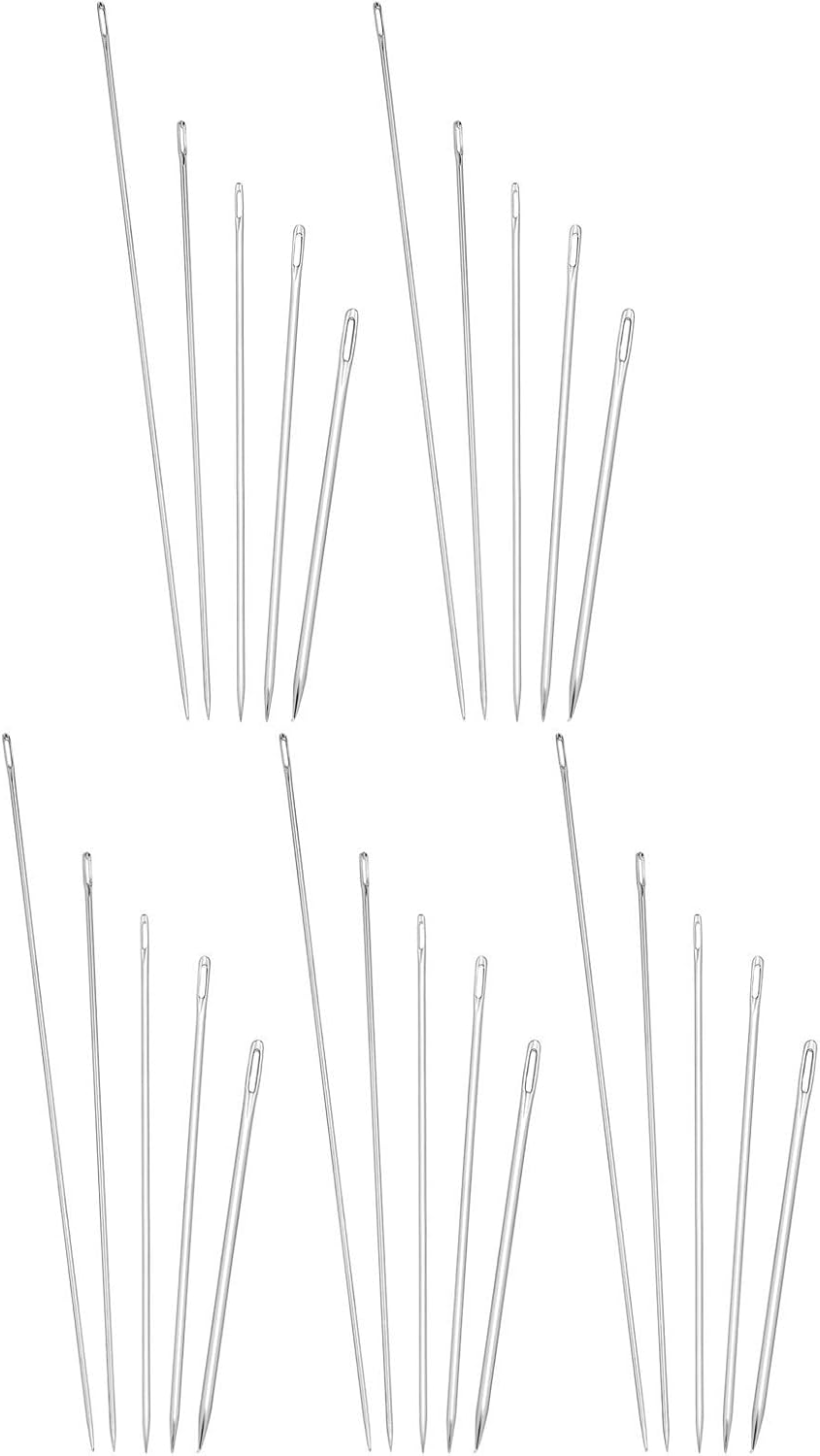 Cabilock 25pcs Heavy Duty Hand Sewing Needles Large Eye Metal Needles for Thick Fabric Quilting and Crafting Sturdy for Fabric Repair