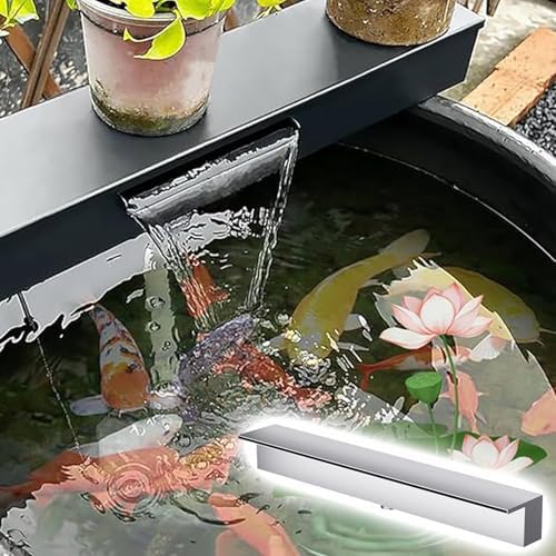 16 Inch Pool Waterfall Spillway for Koi Ponds & Swimming Pools - Black Water Feature Kit for Inground Pools, Overflow Fountain, Outdoor Decor (40cm)