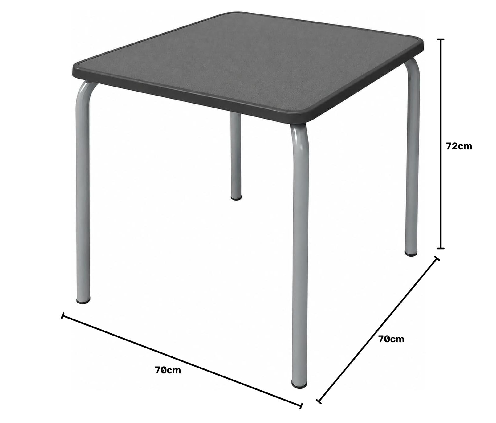 MBH - Mesa Cuadrada de Acero Gris Apilable 67x67x72 cm con Tablero de Resina para Hostelería, Interior y Exterior, Ideal para Bar, Restaurante y Cafetería