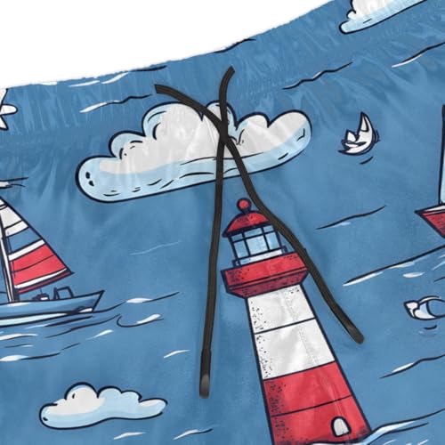 Men's Swim Trunks Size S Sailboat Diagram with Mesh Lining Soft Breathable Quick Dry Beach Shorts Azure Blue4