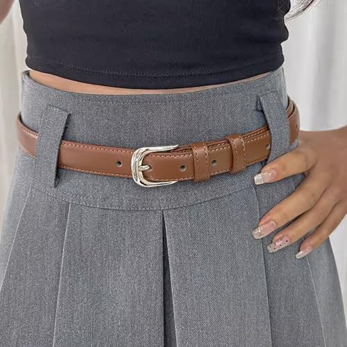 HAILIWEI Cintos femininos para jeans, largura 2,4 cm, cinto de couro feminino moderno fivela prata c