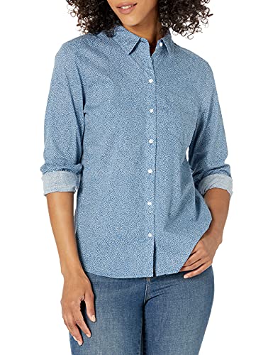 Amazon Brand - Goodthreads Women's Washed Cotton Boyfriend Shirt, Indigo Floral, X-Large