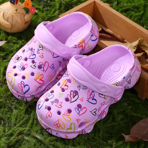 Image of Toddler Clogs for Girls Lightweight Kid Garden Clogs Breathable Slip-on Slides Sandals Slippers Children's Beach Water Shoes (aixin zi, 25)