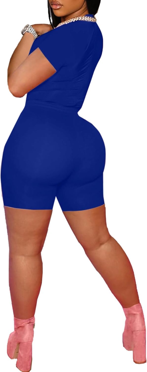 LovelyWholesale Women's Summer 2 Piece Outfits Skinny Shorts Tracksuit Sets - Image 3