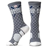 ChalkTalkSPORTS Baseball Athletic Woven Mid-Calf Socks | Raised in a Cage | Size Small