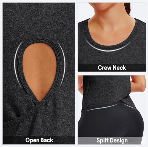 Alaroo Womens Workout Tank TopsSleeveless Short Shirts for Sport Athletic Yoga Running Gym Loose Crop Black M - 4