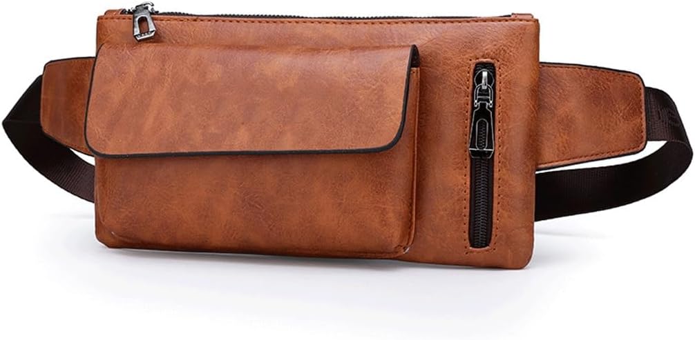 PU Leather Chest Fanny Pack Single Shoulder Crossbody Bag Small Backpack Sports