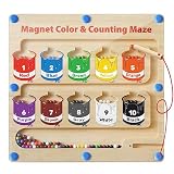 BainGesk Magnetic Color and Number Maze, Wooden Magnet Puzzles Board Games for Toddler, Montessori C