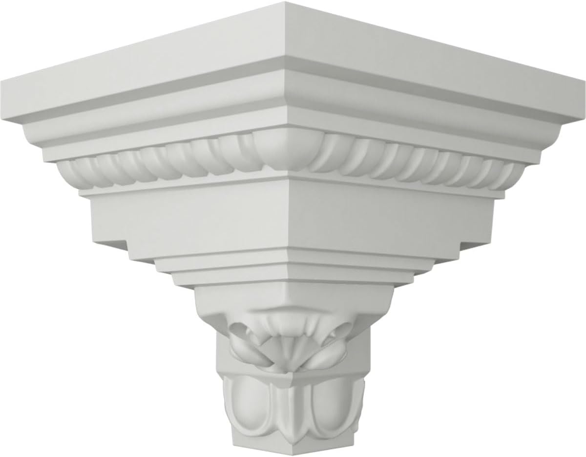 Ekena Millwork MOC03X03AT-CASE-4 Outside Corner for Moulding MLD03X03X05AT (4-Pack), 3 5/8"P x 3 7/8"H, Primed, 4 Pack