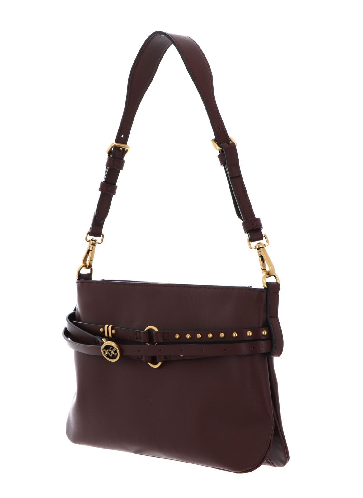 Pinko bolso de hombro bolso bandolera Belt Bag Mini Vitello Morbido Burgundy Wine - Antique Gold marrón oscuro