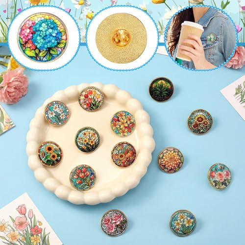 Image of Landical 30 /60 Pcs Cute Enamel Pins Bulk Plant Flower Animal Halloween Gothic Fall Pumpkin Cartoon Lapel Pin Brooches Jewelry Gift for Backpack Clothes Hats Accessories