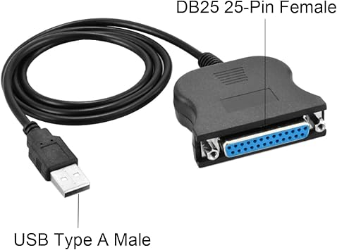 USB 2.0 to DB25 IEEE-1284 Parallel Printer Cable Adapter