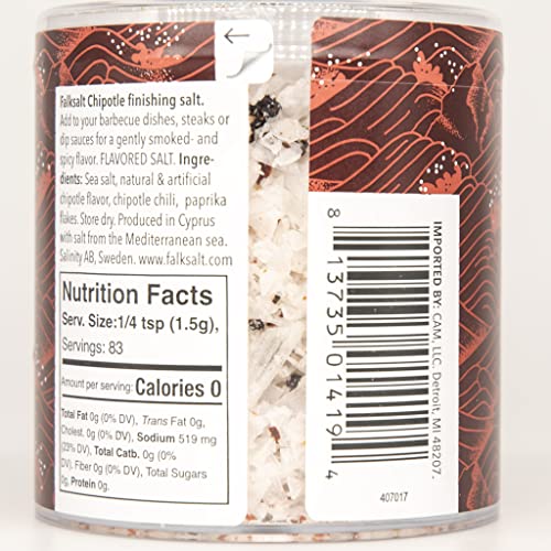 Falksalt | Chipotle Sea Salt Flakes 4.4Oz. | Gourmet Finishing Salt #TOP3