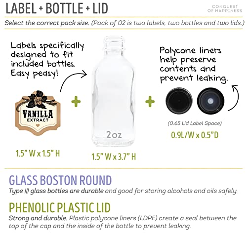 Vanilla Extract Labels With 2 Oz Bottles - Handmade By Conquest Of Happiness | Pack Of 26 #TOP1
