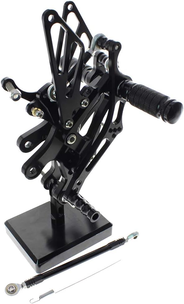CNC R6 99-02 Motorcycle Adjustable Rearsets Foot Pegs Rear Set Footpeg Brake Shift Pedal Compatible with YZF R6 1999 2000 2001 2002 Black