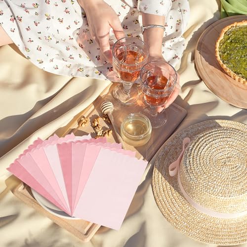 Cholemy 200 Pcs Scalloped Guest Napkin Pastel Colors Cocktail Disposable Hand Towels for Bathroom Guests Towel 2 Ply Paper Napkin for Baby Shower Bathroom Wedding Birthday Bridal(Dusty Pink) by Cholemy - Image 7