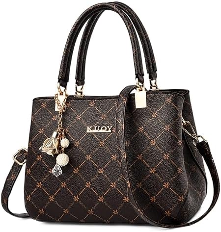 Women's Elegant Handbag with Maple Leaf Pattern Leather PU Handbag Shoulder Bag Women's Handbags with Pendant Women Shoulder Bag for Work Travel