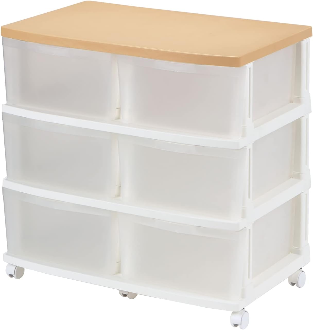 JEJ eming (emingu) Deep sutokka- 6 Drawers with Wheels sumo-kuburaun Tops Reinforced Flat Double Wall (Pack of 1)