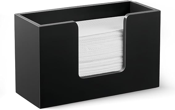Napkin Holder, Tissue Holder Black Paper Towel Dispenser Countertop Napkin Dispenser for Kitchen Bathroom Rectangular