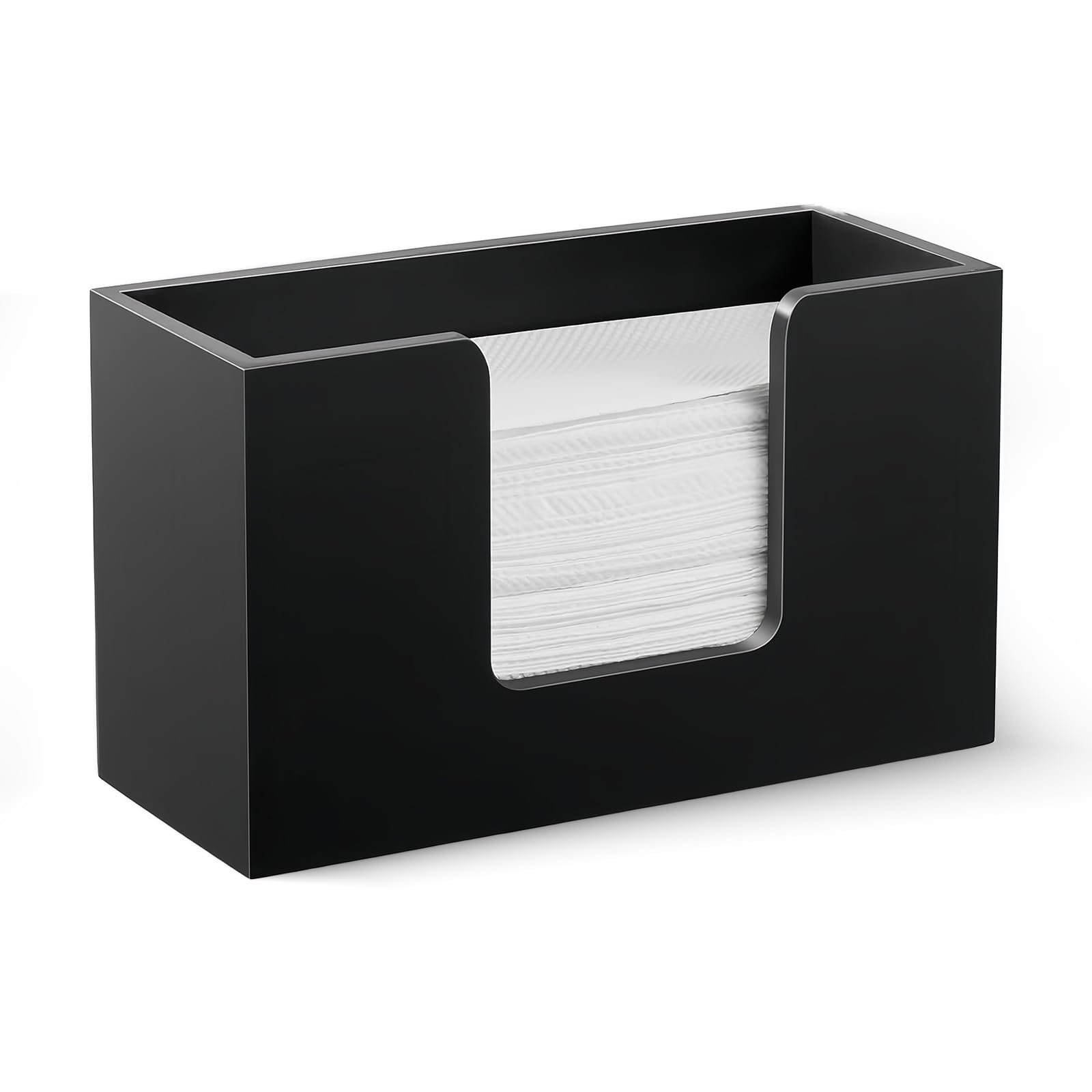 Nyoslb Black Napkin Holder, Tissue Holder Paper Towel Dispenser Countertop Napkin Dispenser For Kitchen Bathroom Rectangular