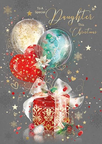Cherry Orchard 'Special Daughter' Christmas card, from the Gorgeous Grace range, complete with gold envelope, and finished with gold foil detailing.