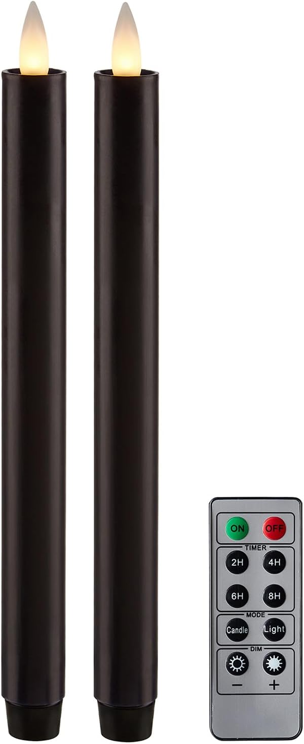 Flameless Taper & Dripping Pillar Candles Set, 3D Moving Flame Real Wax Candles with Remote Timer, Battery Operated 400 Hours Long Lasting LED Candles