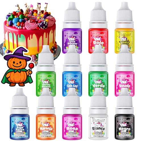 Colorantes Alimentarios Reposteria - Fidton 12 Colores Colorante Alimentario Gel de Alta Concentración, Juego de Colorante Alimenticio para Glaseado, Colorantes Alimentarios para Cupcake, Donut - 6 ml