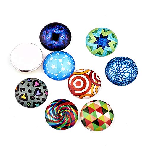 Craftdady 200Pcs Mosaic Printed Glass Cabochons 20Mm (3/4") Mixed Colors Flat Back Half Round Dome Cabochon Tiles For Jewelry Making #TOP2