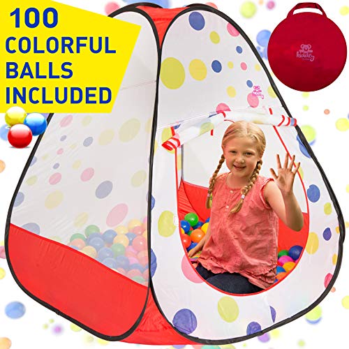 Kiddey Kids Ball Pit Play Tent - 100 Ball Pit Balls Included - Pops up No Assembly Required - Use as a Ball Pit or As an Indoor / Outdoor Play Tent, (Ball Pit with Balls)
