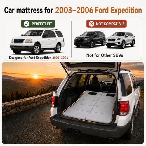 Image of Car Mattress for 2003-2006 Ford Expedition, Upgraded Non-Inflatable Thickened Foam SUV Car Camping Mattress, Foldable Trunk Sleeping Pad Car Bed Mattress for Road Trips Camping Travel
