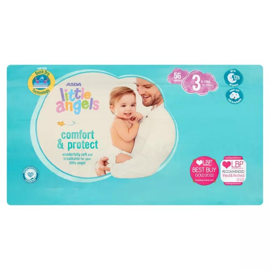 ASDA Little AngelsSize 3 Nappies 56 Pack