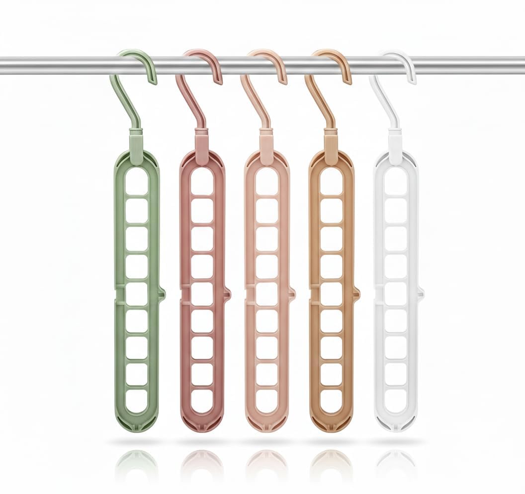 MeeTo Set of 4 Space Saving Hangers Multifunctional Smart Closet Organizer/Wardrobe Clothing Cascading Hanger 9 Slots/Design for Heavy Clothes, Shirts Pants Dresses-image-23