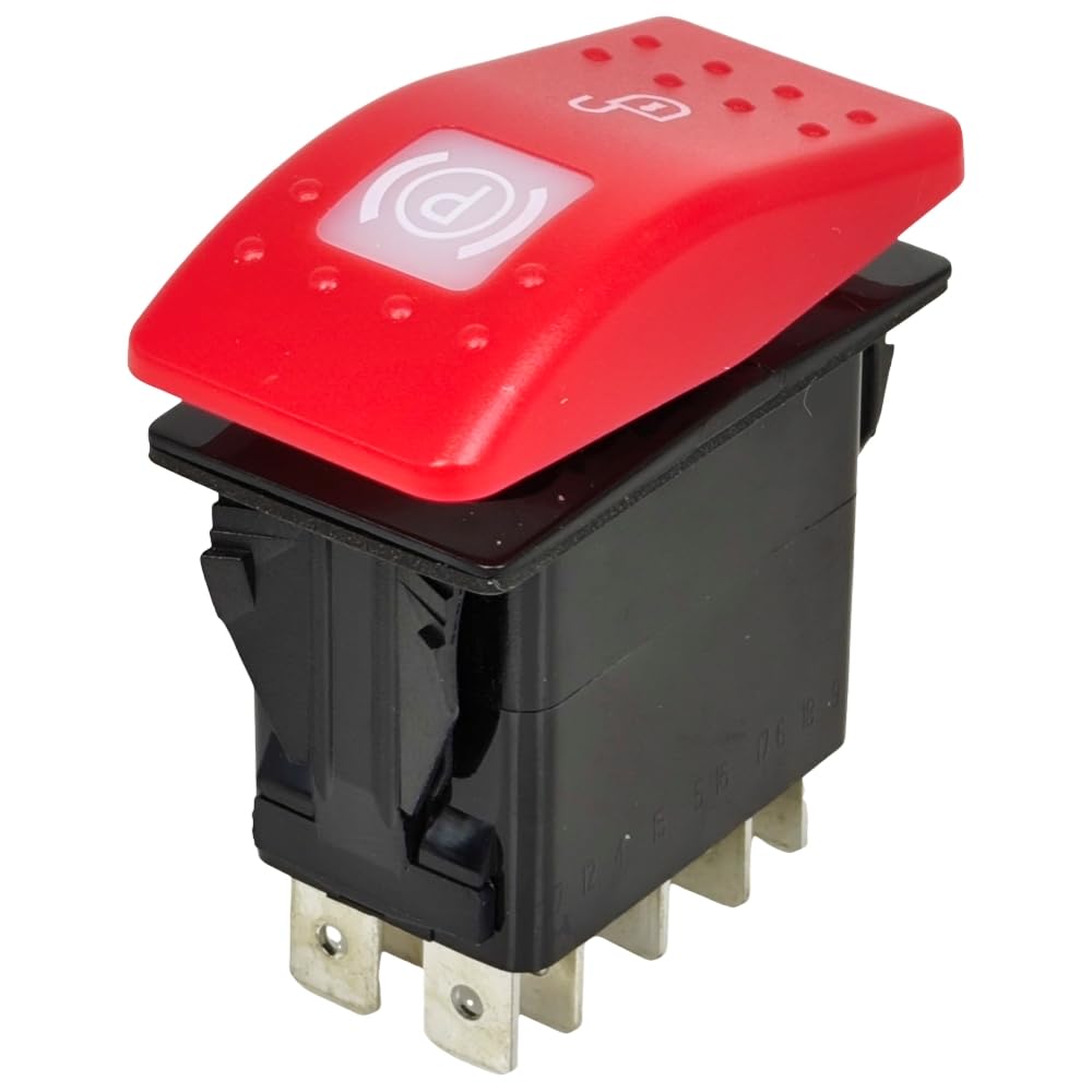 Parking Brake Rocker Switch AT405202 Compatible with John Deere 328D 328E 329D 329E 332D 332E 333D 333E Track Skid Steer Loader Lock 9 Pin (ON)-Off-(ON) Red Light