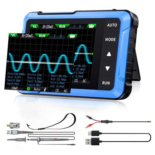 SURLABA Digitales Oszilloskop, 10M Bandbreite Tragbares Taschen Oscilloscope mit Abtastrate 48MS/s, Triggermodus Auto/Nomal/Einzel für Anfänger, DIY, Heimgebrauch