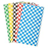 5 Farben Wachspapier: Das BIGKASI Checkered Wachspapier Set hat 5 Farben ( Rot, Blau, Grün, Gelb, Schwarz ), jede Farbe hat 30 Blatt und die Größe jedes Lebensmittelpapiers beträgt 28 * 26 cm. Sie können verschiedene Papierfarben verwenden, um verschiedene Lebensmittel zu verpacken und leicht zu unterscheiden.