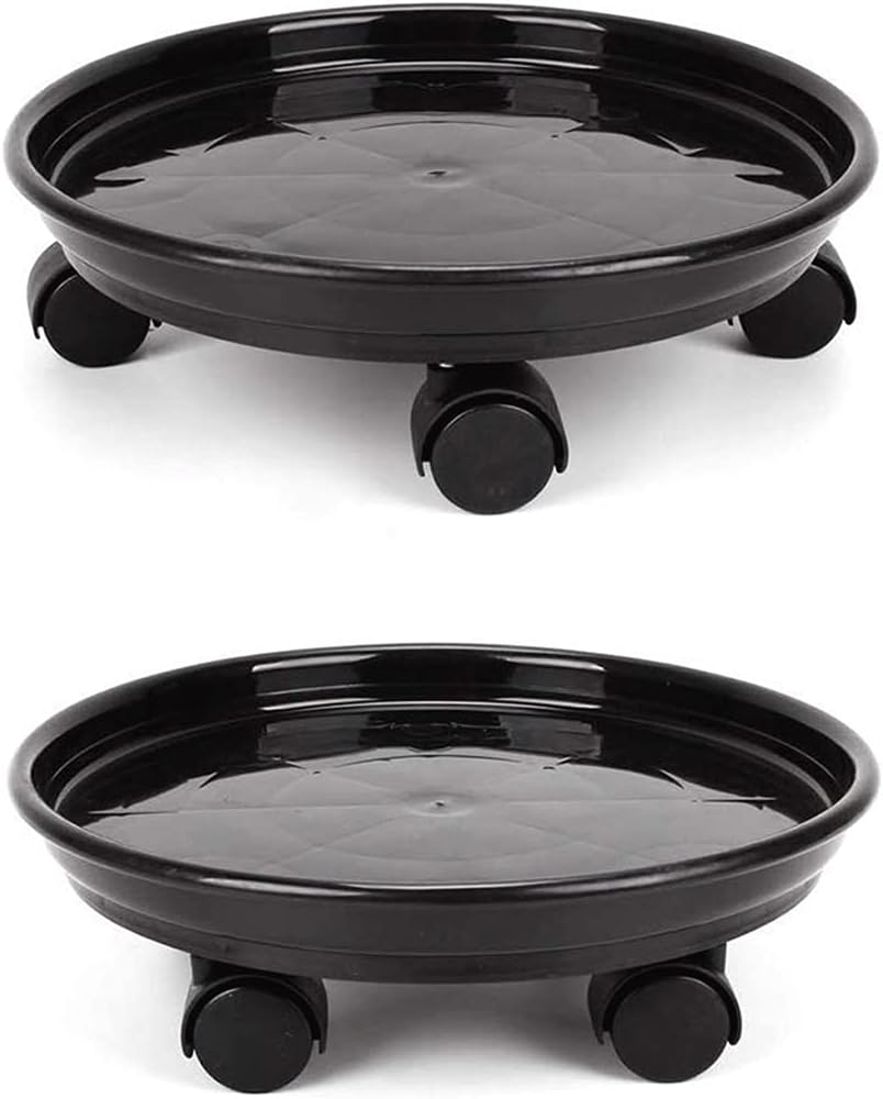 2 Packs of Plant Caddies, Round Potted Plant Stand with Wheels, Heavy Pot Rack Trolley Cart Tray Tray, with Universal Wheels for