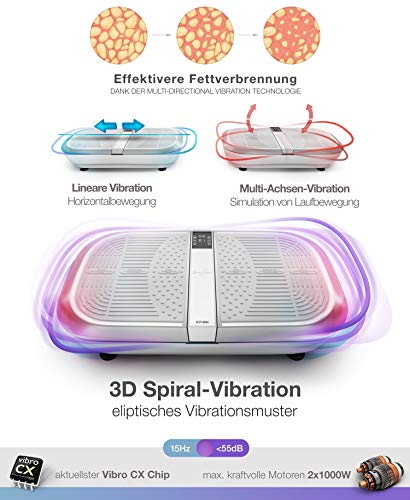 Sportstech 3D Vibrationsplatte VP300 | Mega Fett-Verbrenner + 5 Fitness-Bänder Extra | Riesige Fläche + extrem leiser… – Bild 3
