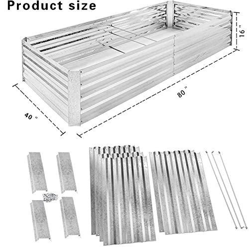 Galvanized Steel Raised Garden Bed Kit Extra Height Elevated Planter Box Steel Large Vegetable Flower Bed Kit (3.3 X 6.6 X 1.3 Ft, Sliver) #TOP1