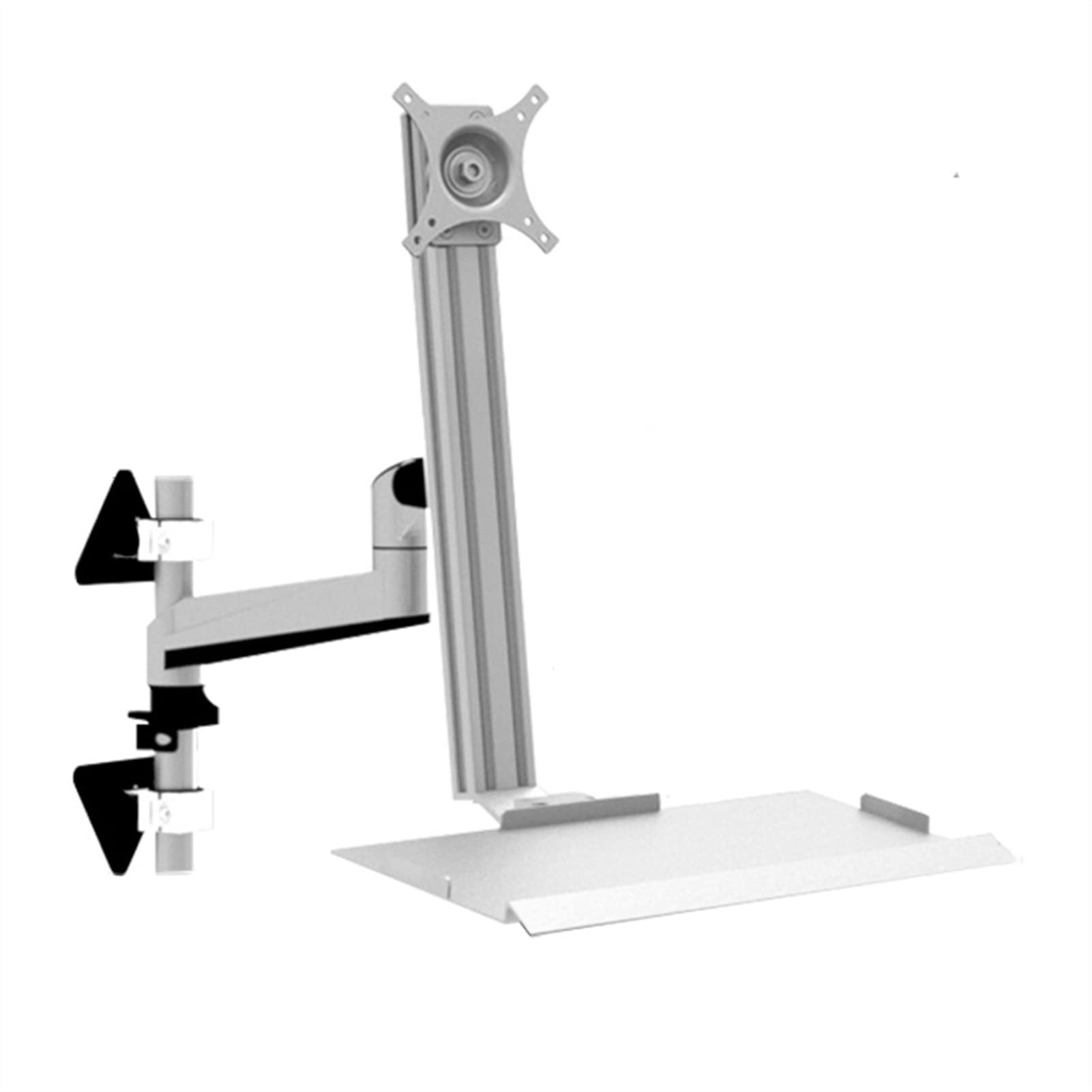 Aioneer Monitor Desk Mount Wall Mounted Monitor Stand, Industrial Equipment Monitor Stand With Foldable Keyboard Tray, Adjustable Sit-Stand Workstation, 75X75,100X100Mm Computer-Silver-A